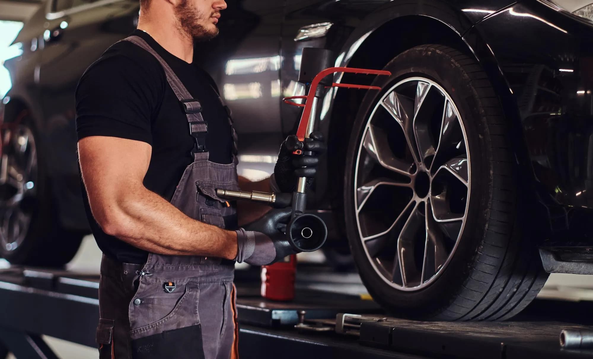 Vehicle on computerized wheel alignment machine